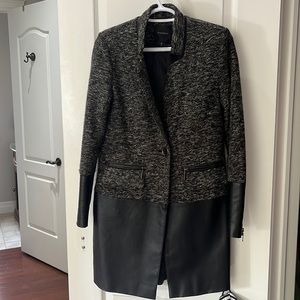 Women’s tweed and leather look detail pea coat